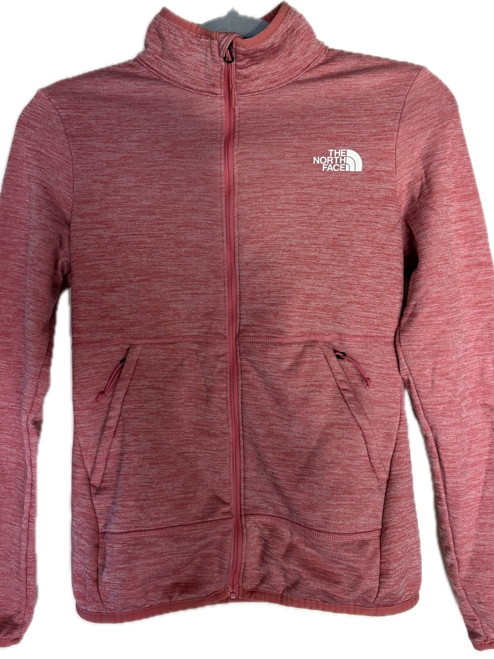North Face Heathered Pink Full-Zip Fleece Jacket XS Athleisure Outerwear Gorp